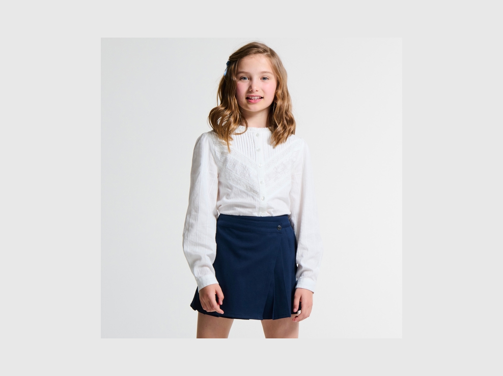 Marineblauwe skort met plooien voor meisjes 1