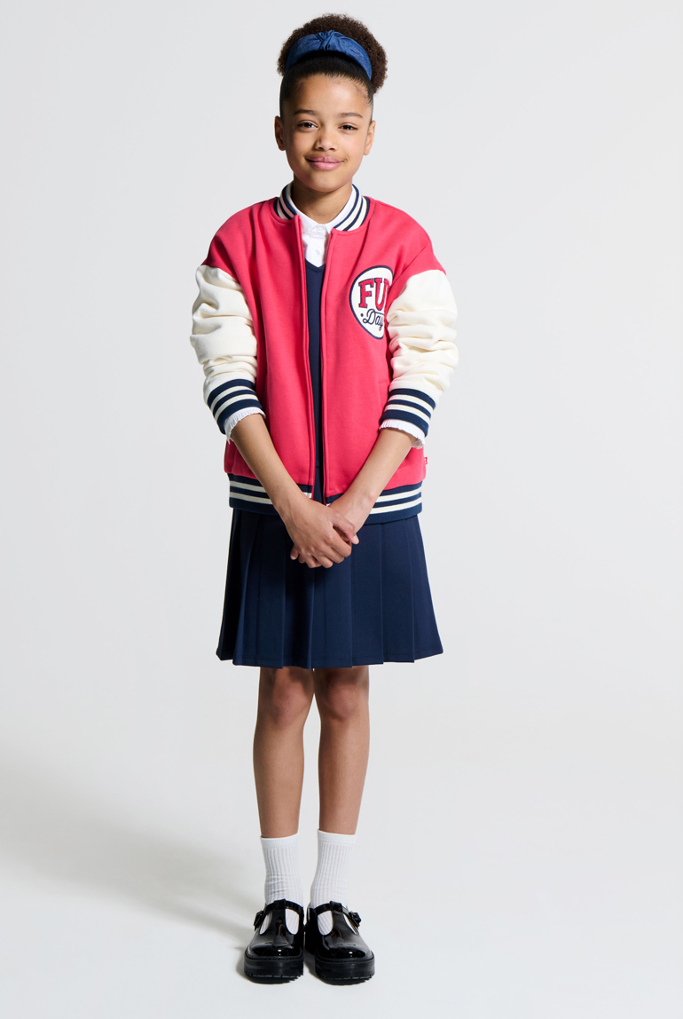 Robe sans manches plissée bleu marine Fille 1