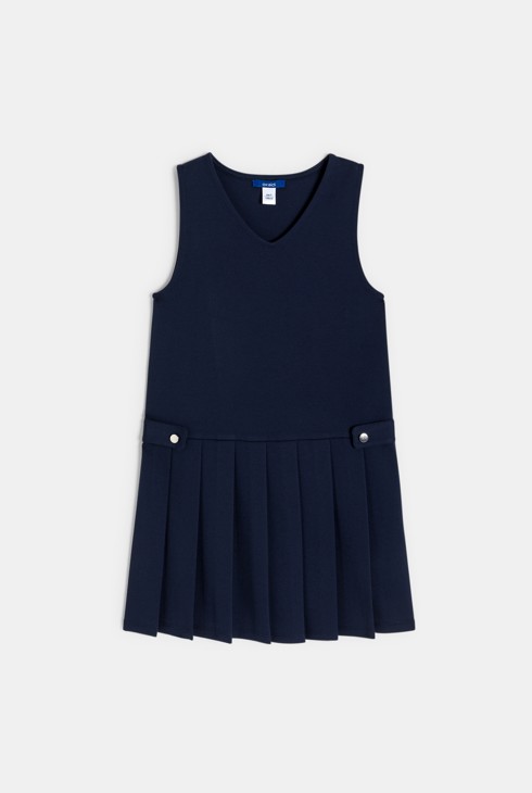Ärmelloses Faltenkleid marineblau Mädchen 2