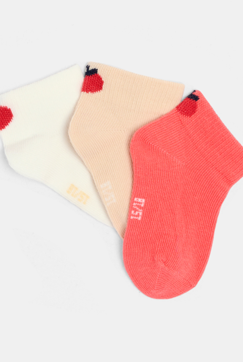 Socquettes fruit rose bébé fille (lot de 3)
