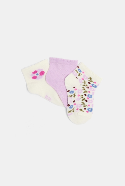 Socquettes fleurs mauve bébé fille (lot de 3) 1