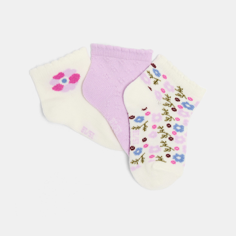 Söckchen geblümt blasslila Kleinkind Mädchen (3er-Pack)