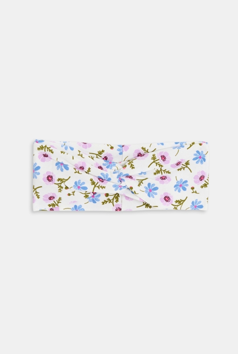 Headband fleuri blanc bébé fille 1