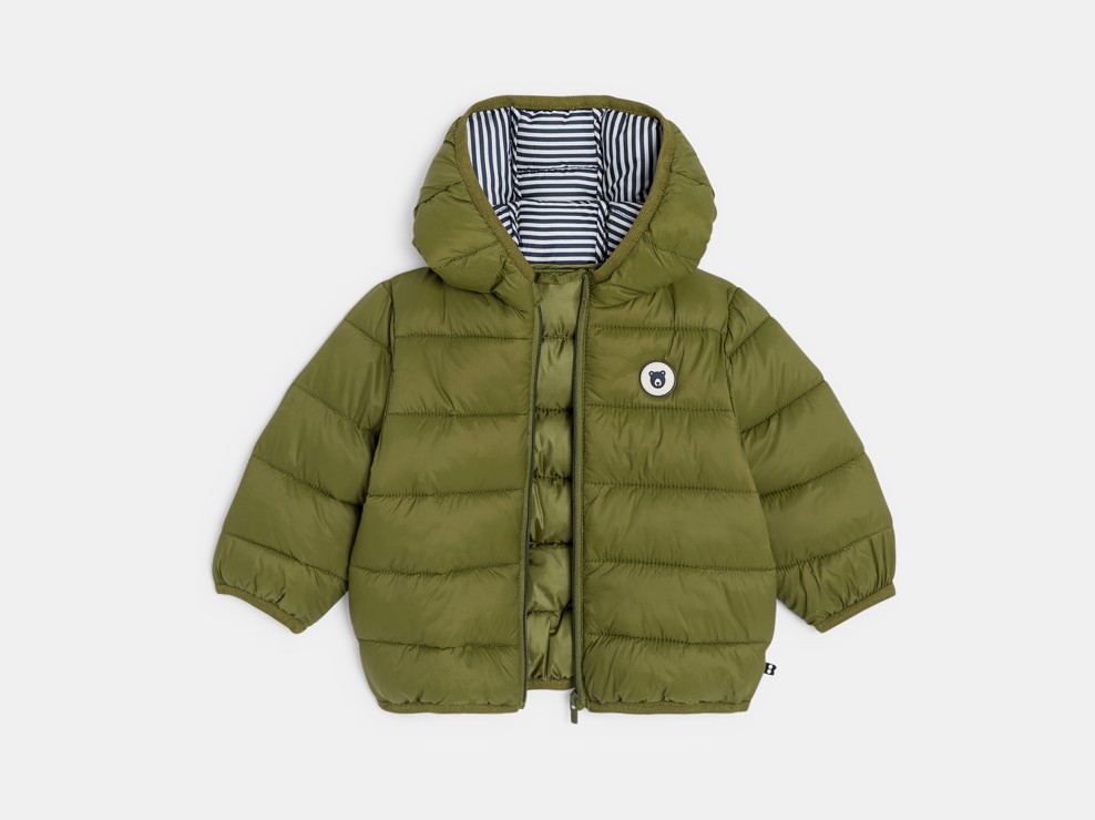 Khakigrüne Steppjacke mit Kapuze Kleinkind Junge 2