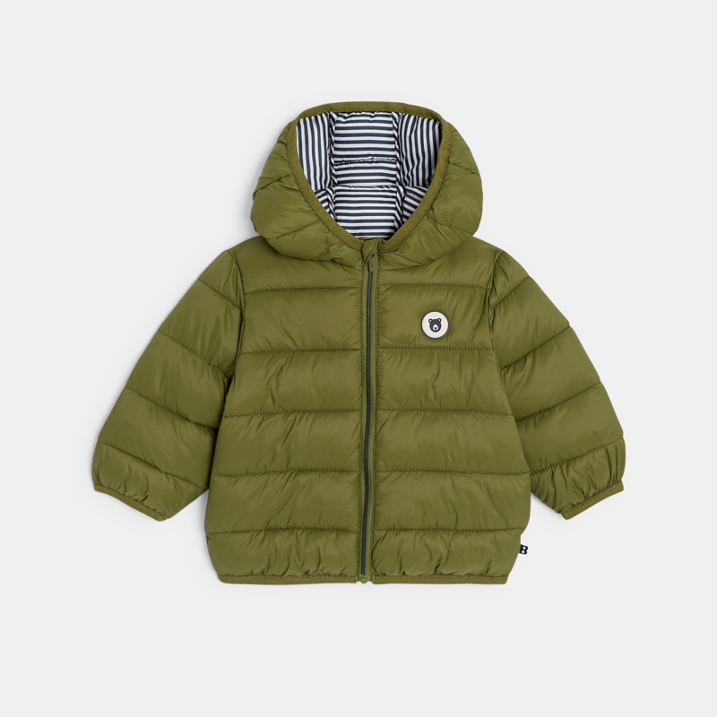 Khakigrüne Steppjacke mit Kapuze Kleinkind Junge