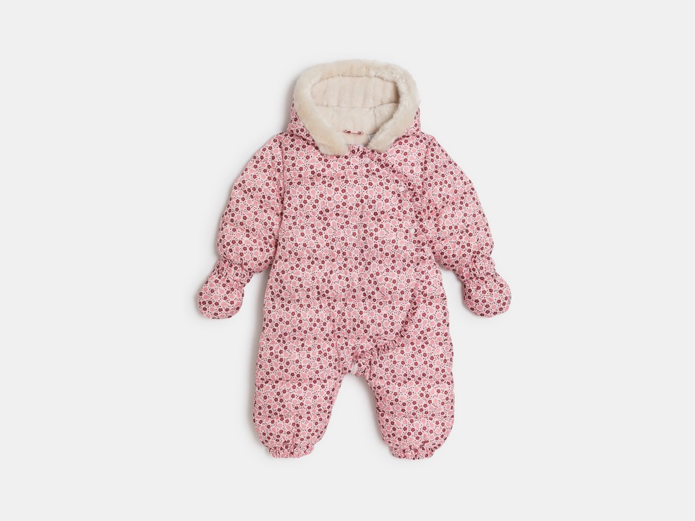 Schneeanzug Fellfutter Früchte rosa Kleinkind Mädchen 1