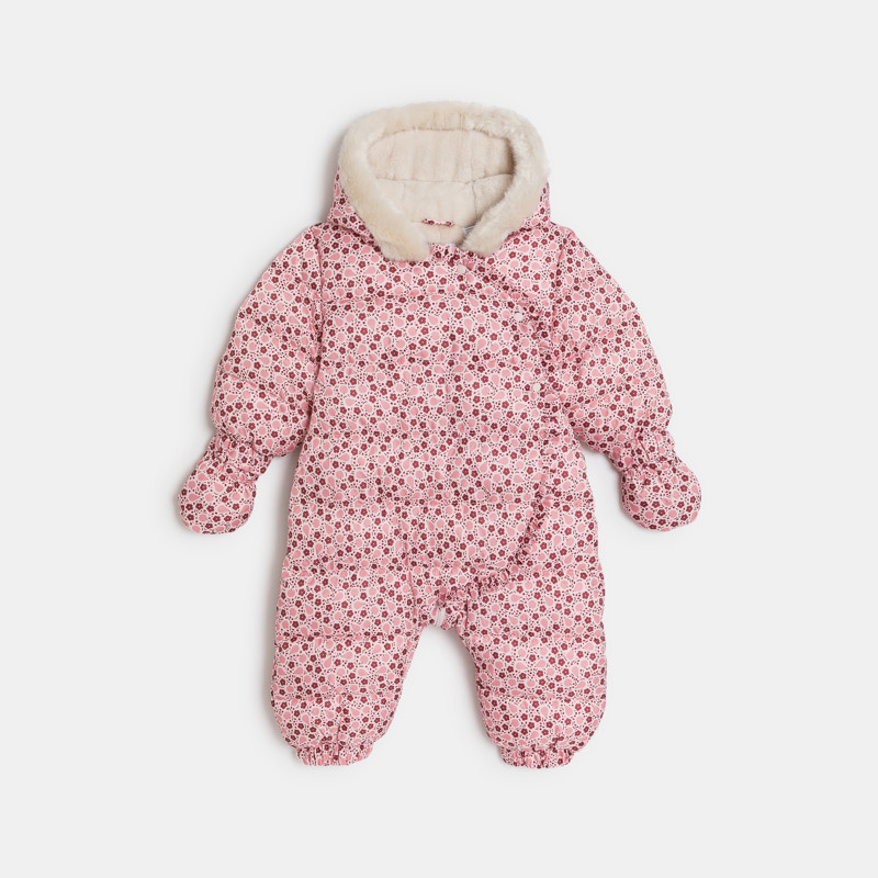 Schneeanzug Fellfutter Früchte rosa Kleinkind Mädchen