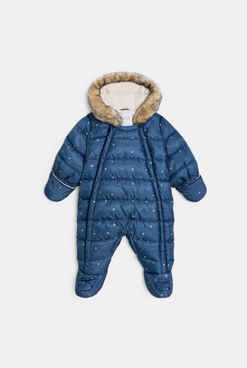 Combinaison bébé bleue fourrure 1