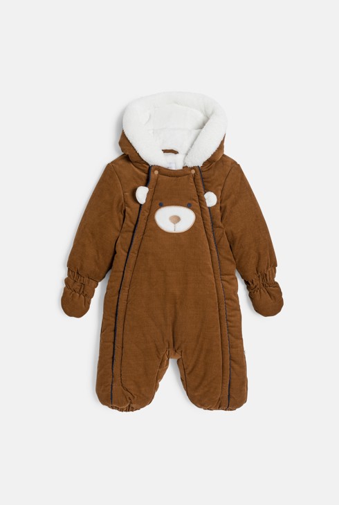 Combipilote doublée velours ourson marron bébé garçon
