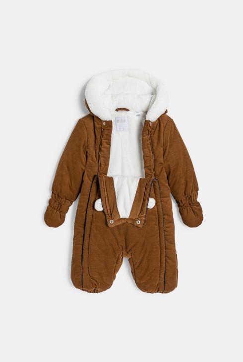 Combipilote doublée velours ourson marron bébé garçon