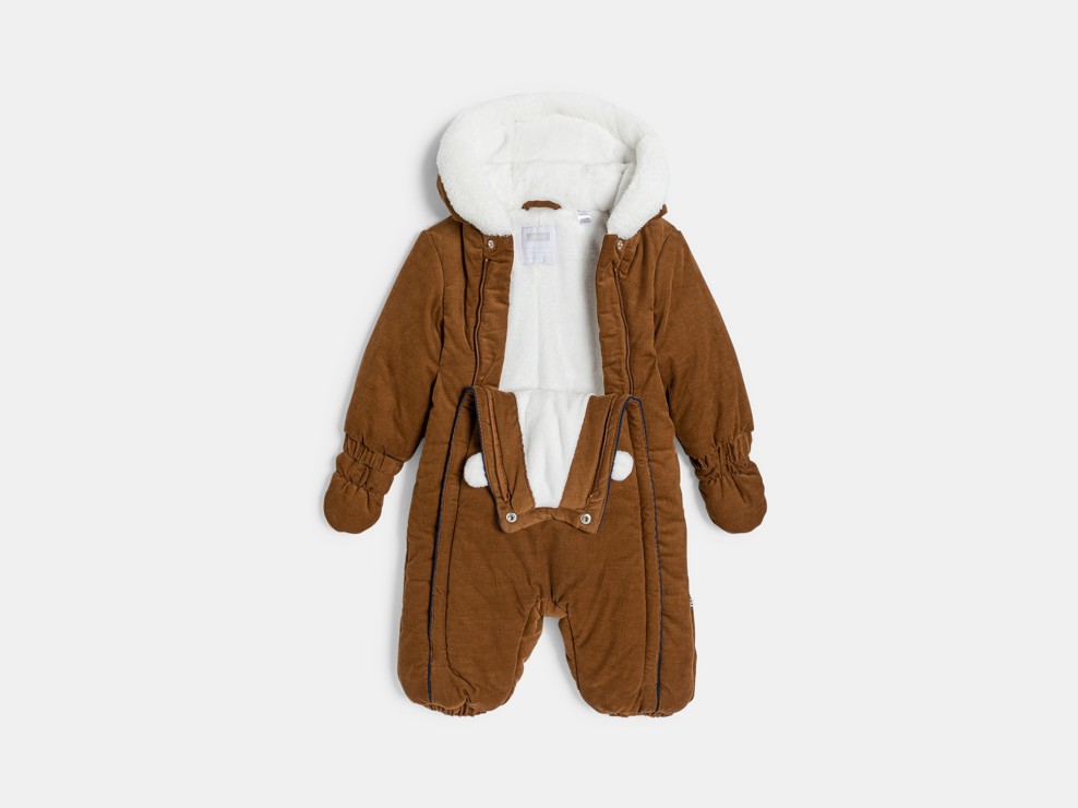 Combipilote doublée velours ourson marron bébé garçon 2