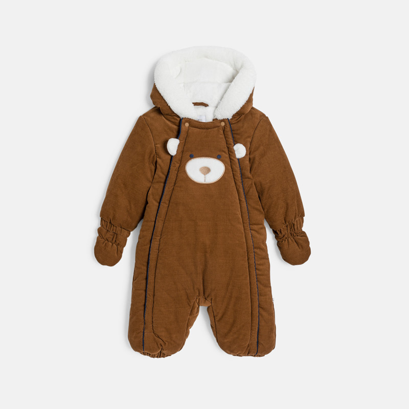 Schneeanzug gefüttert Samt Bärchen braun Kleinind Junge