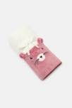 Couverture ours soft boa et jersey rose bébé fille