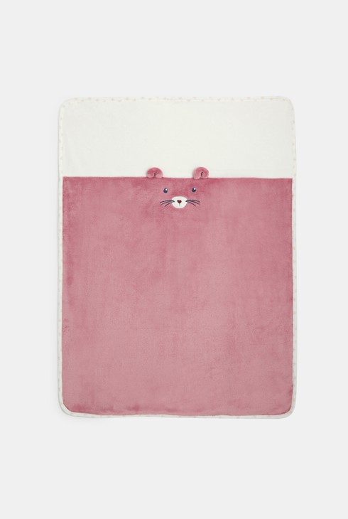 Ružičasti prekrivač soft boa i žersej s motivom medvjeda za djevojčice 2