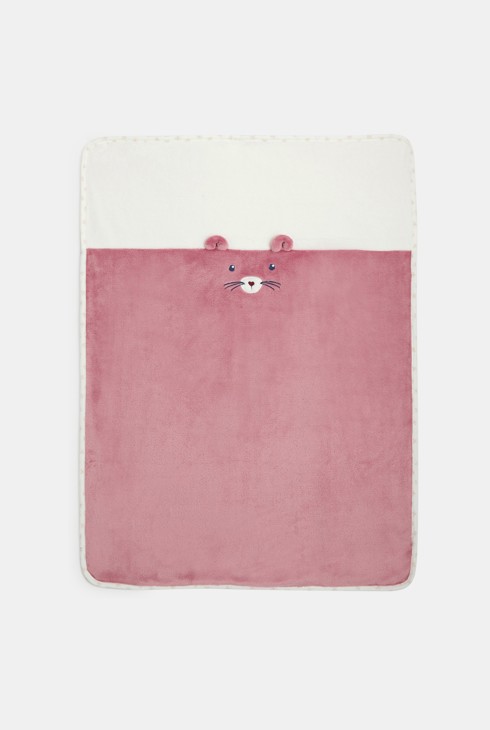 Dekliška odejica z medvedom iz mehke boe in rožnatega jerseyja 2