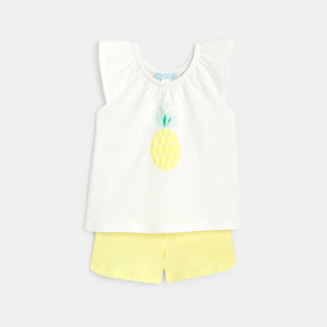 Ananas-Top mit elastischem Kragen und gelben Shorts Kleinkind Mädchen
