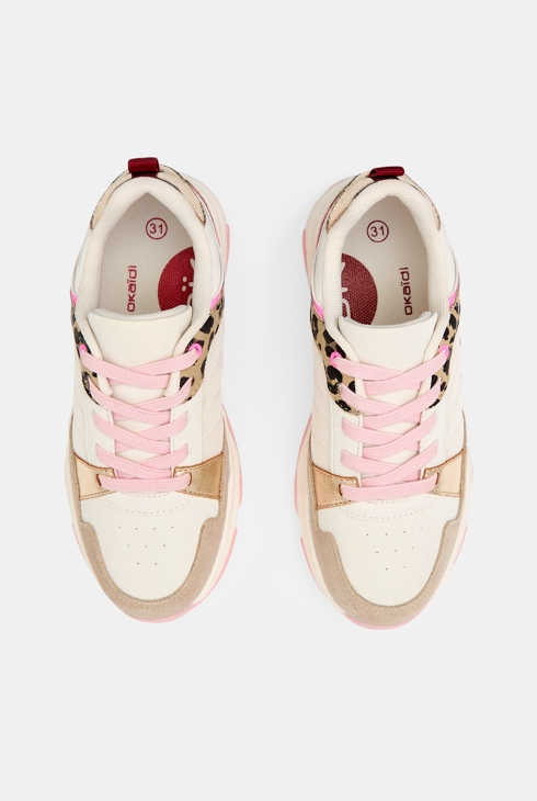 Baskets running lacées rose fille