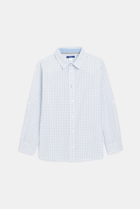 Chemise à petits carreaux bleu ciel Femme