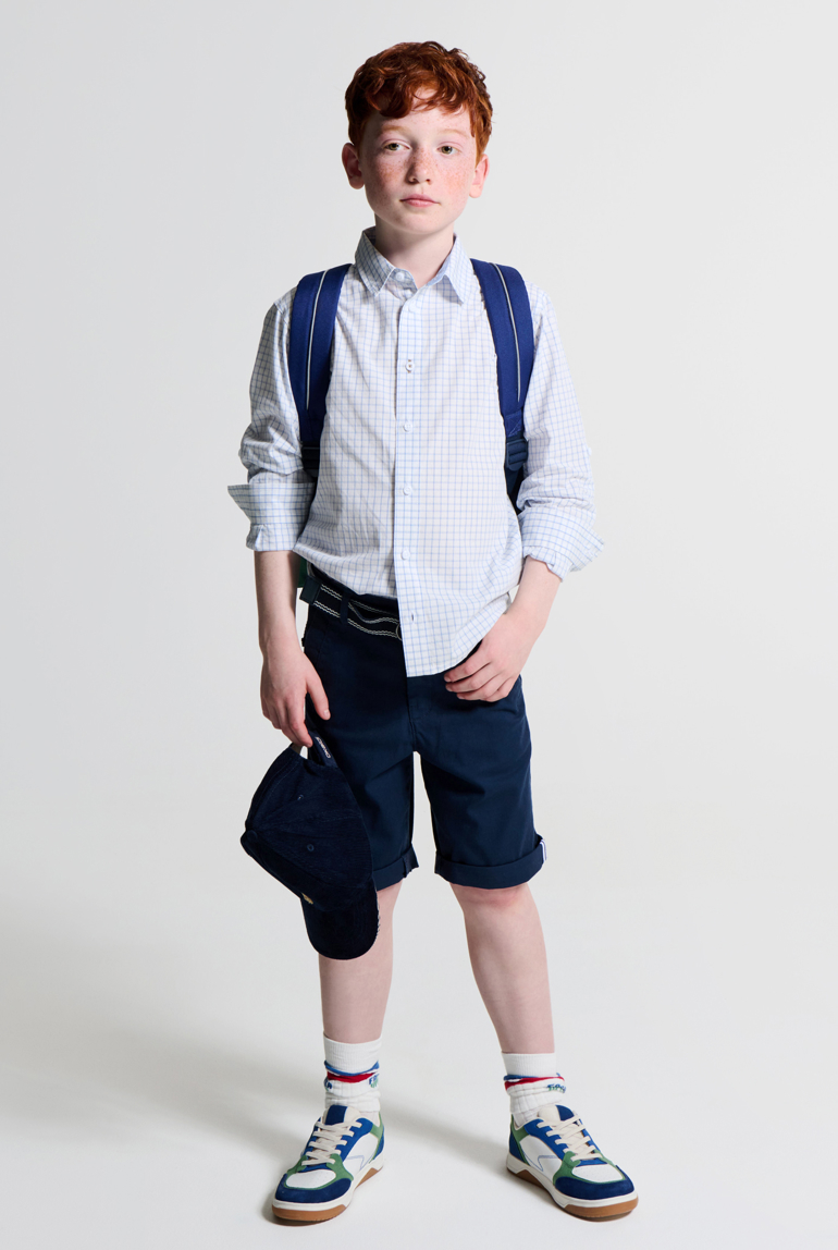 Chemise à petits carreaux bleu ciel Femme 1