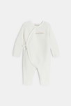 Combinaison longue maille tricot fantaisie blanc bébé naissance fille