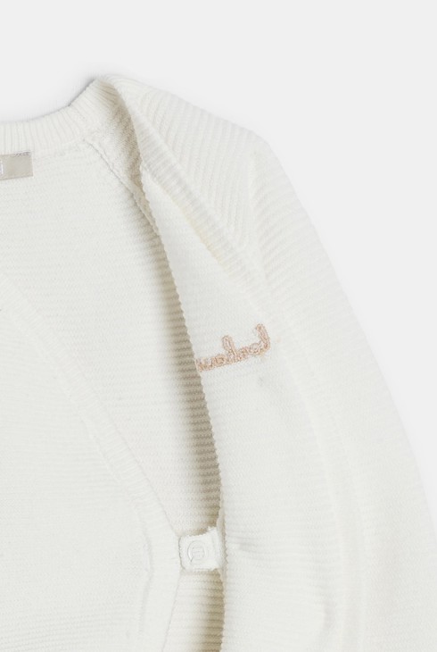 Combinaison longue maille tricot fantaisie blanc bébé naissance fille