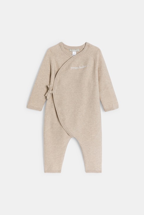 Mono largo beige punto bebé recién nacido unisex 1