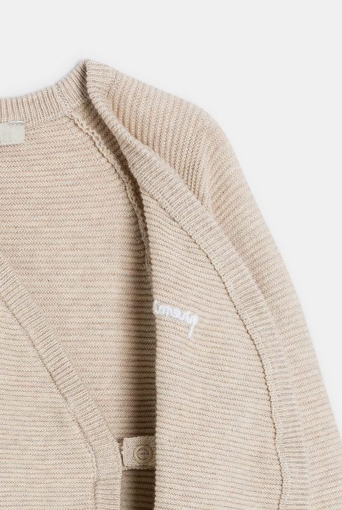 Combi longue maille tricot beige bébé naissance mixte