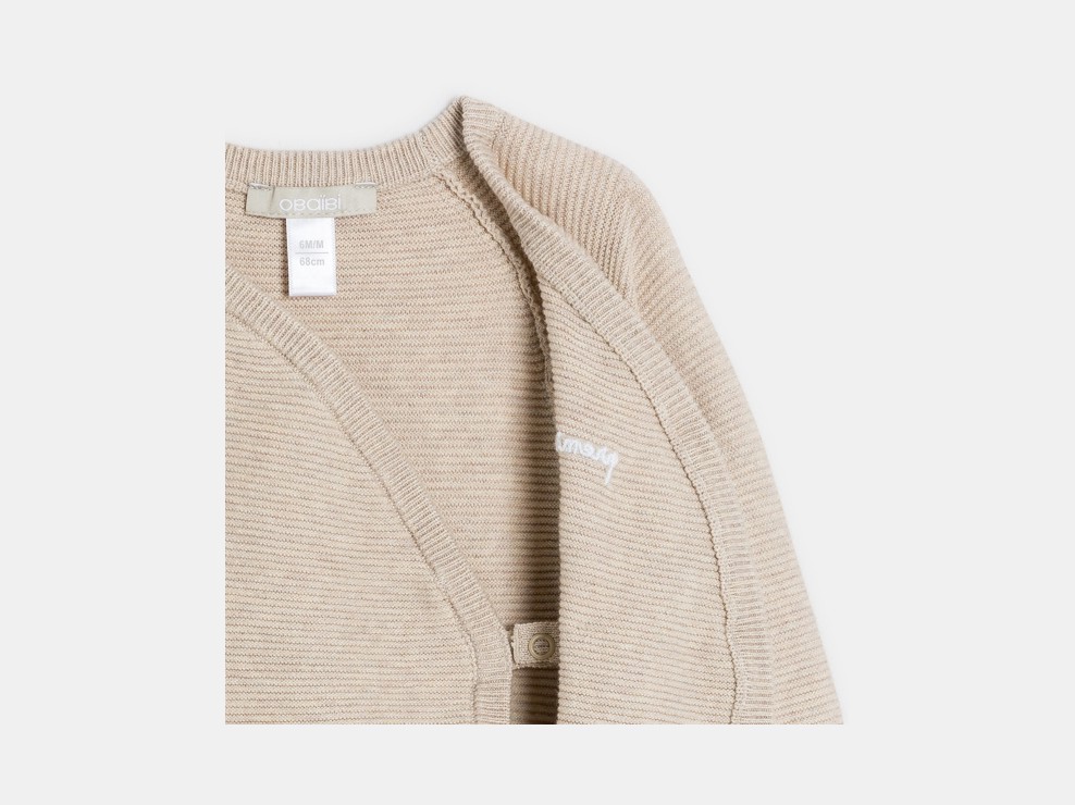 Combi longue maille tricot beige bébé naissance mixte 2