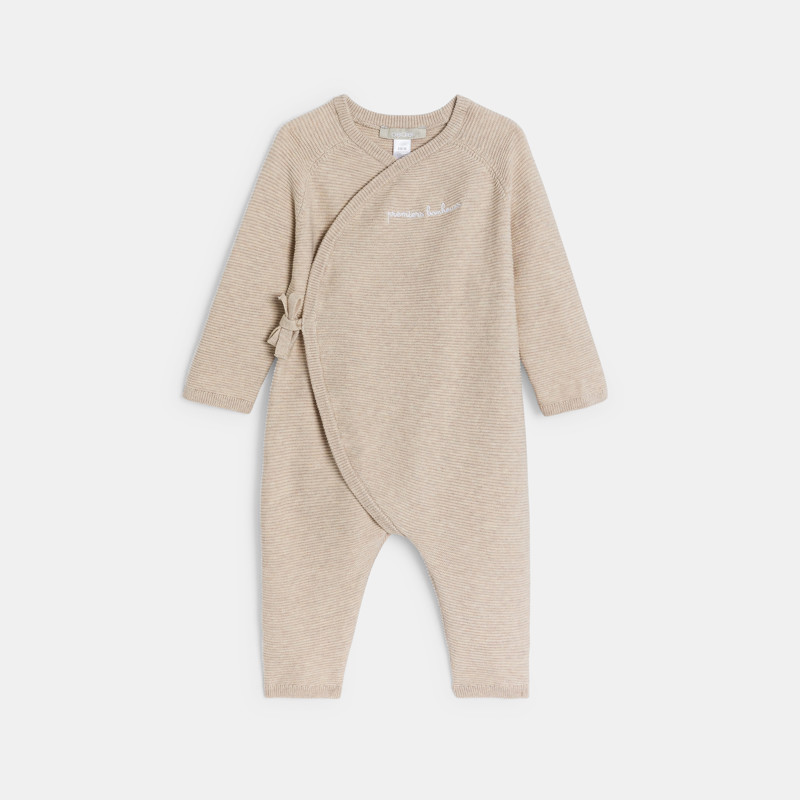 Langer Strick-Overall beige Kleinkind Geburt unisex