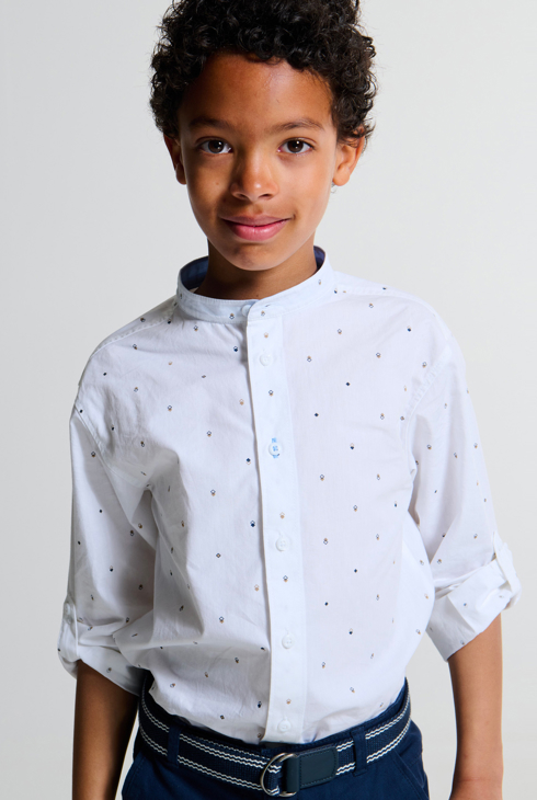 Chemise à petits motifs imprimés blanc Garçon 1