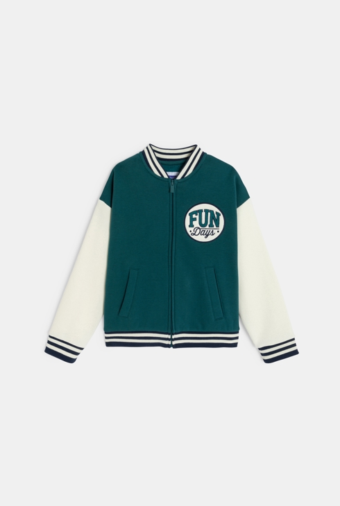 Sweat-shirt teddy campus vert Garçon