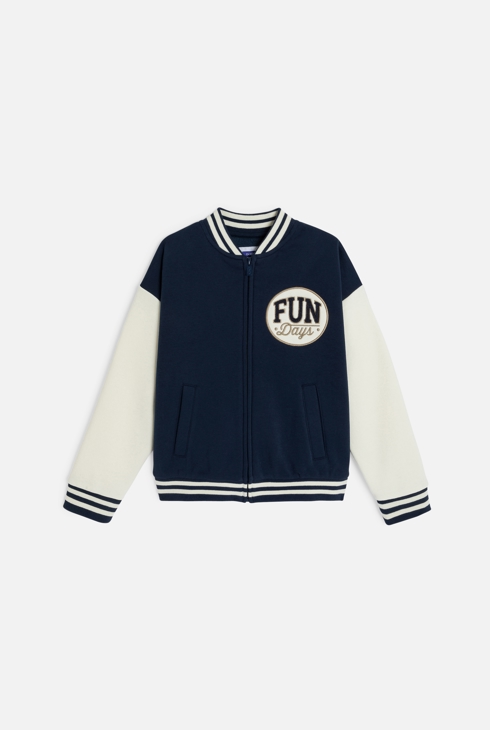 Sweat-shirt teddy campus noir Garçon