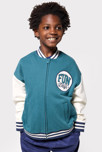 Sudadera tipo teddy universitaria verde niño 4