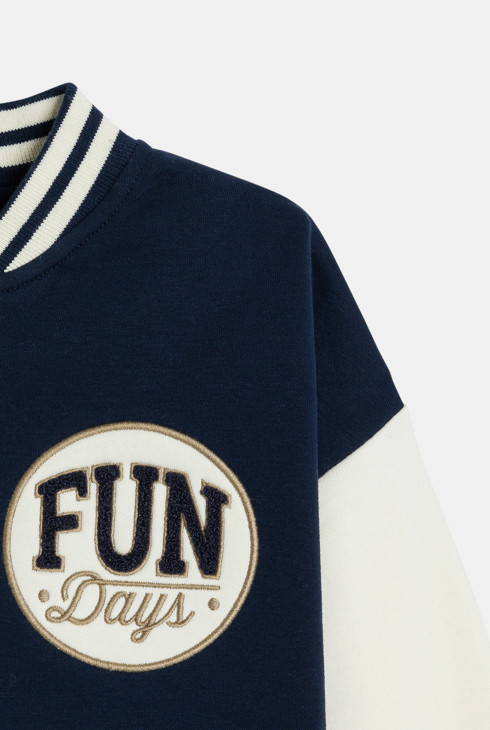 Sweat-shirt teddy campus noir Garçon