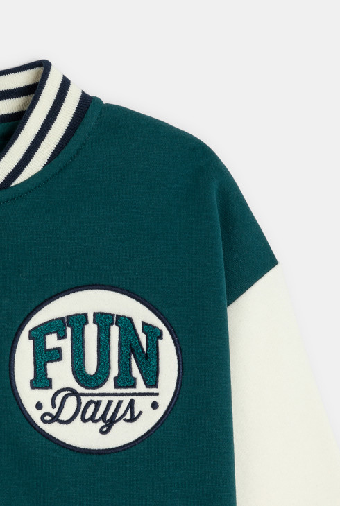 Sweat-shirt teddy campus vert Garçon