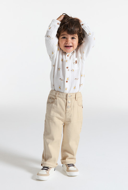 Pantalón denim beige bebé niño 1