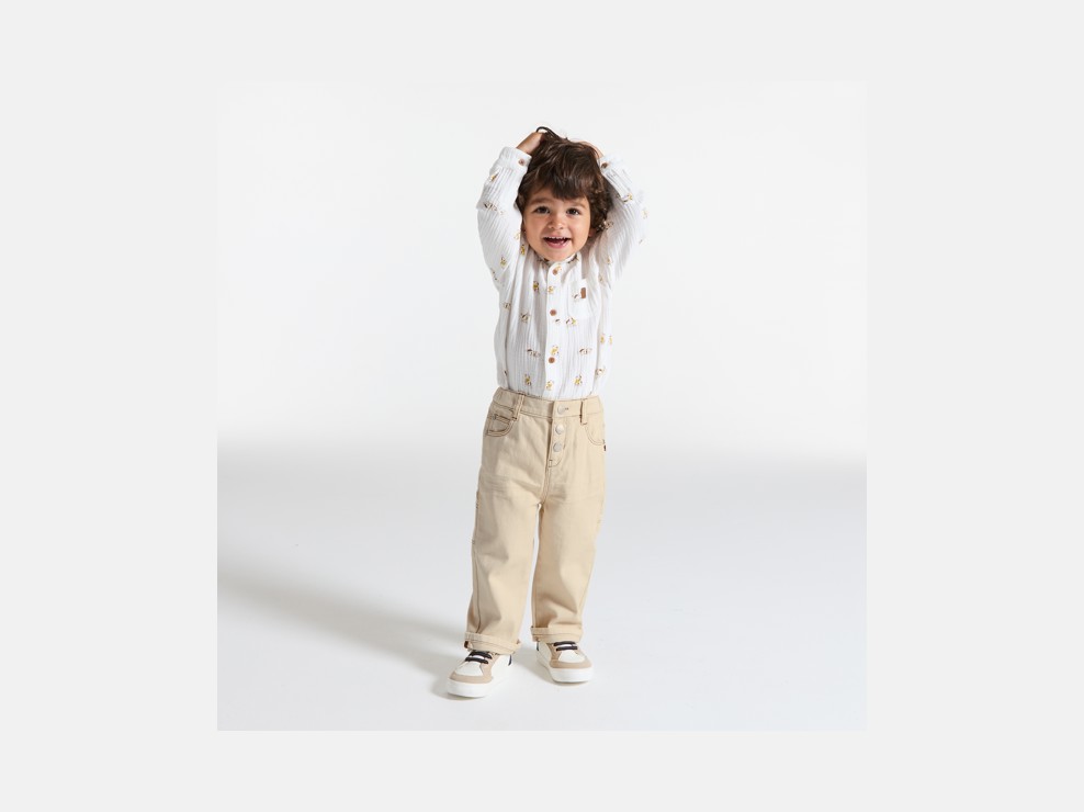 Pantalon denim beige bébé garçon 1