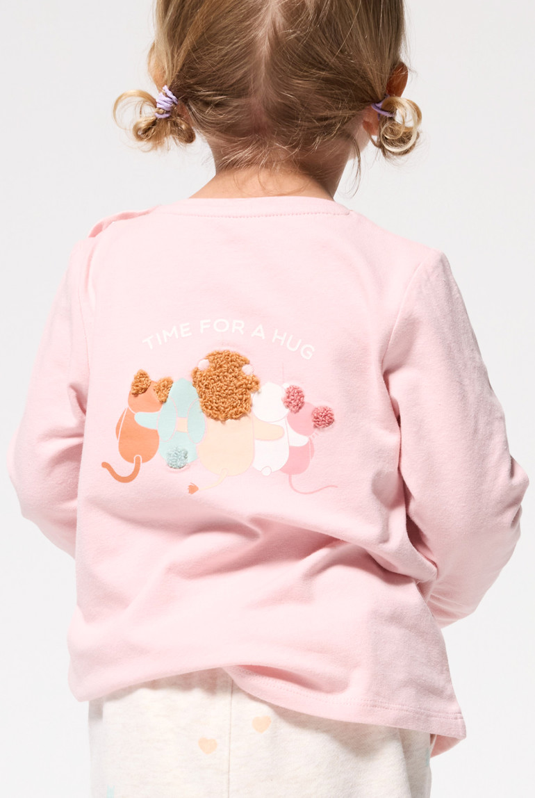Camiseta de manga larga conejo rosa bebé niña 1