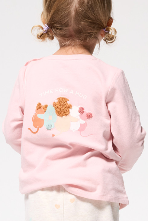 Langärmliges T-Shirt in Babyrosa für Mädchen 1