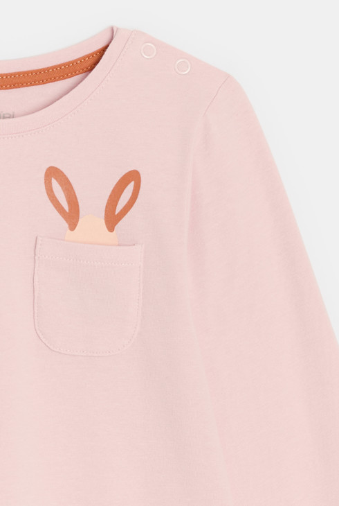 T-shirt manches longues souris rose bébé fille