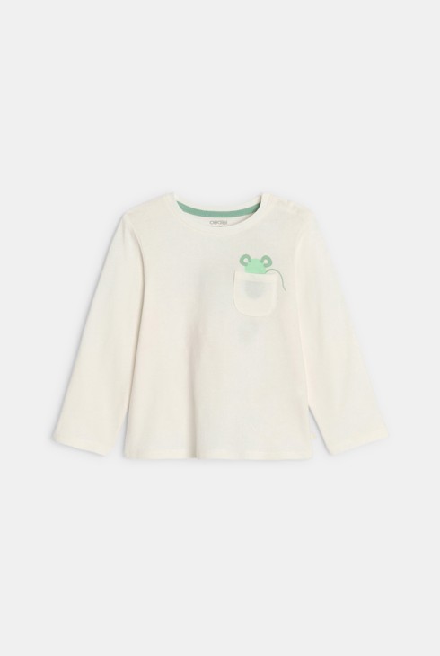 Langärmliges T-Shirt in Babyweiß für Mädchen 1