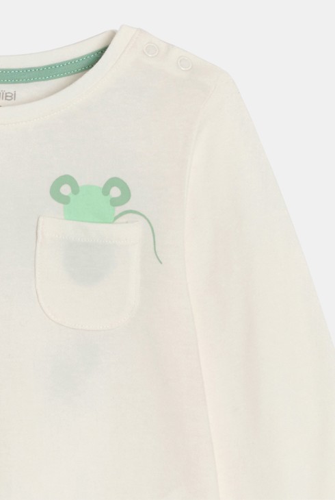 Langärmliges T-Shirt in Babyweiß für Mädchen 2
