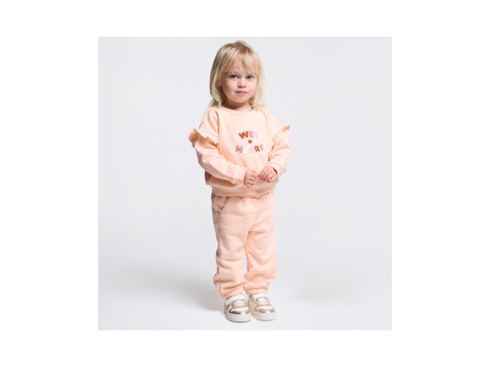 Sudadera bordada con volantes rosa bebé niña 1