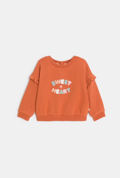 Sweat brodé à volants orange bébé fille 1