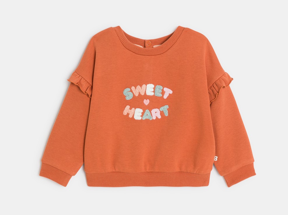 Besticktes Baby-Sweatshirt mit Rüschen in Orange für Mädchen 1