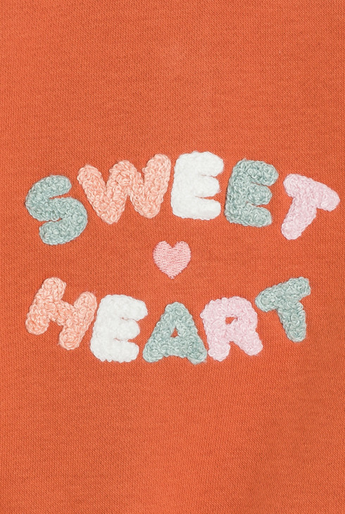 Sweat brodé à volants orange bébé fille
