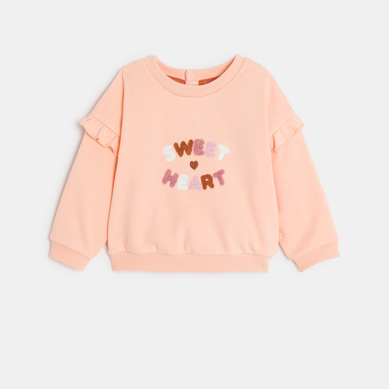 Sudadera bordada con volantes rosa bebé niña