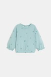 Sweat molleton cœurs bleu bébé fille