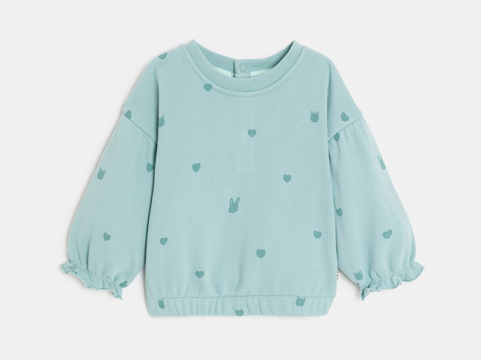 Sweatshirt Molton Herzen blau Kleinkind Mädchen 1
