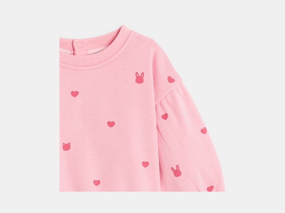 Sweat molleton cœurs rose bébé fille 2